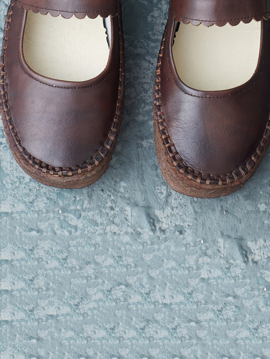 Summer Leather Velcro Flat Shoes Zz1040