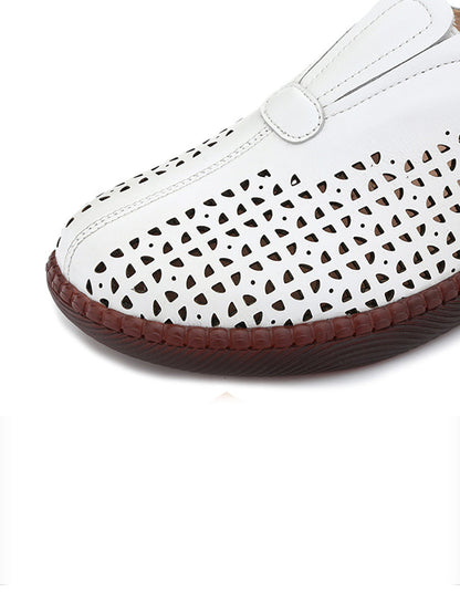 Summer Leather Cutout Flat Shoes Hh048