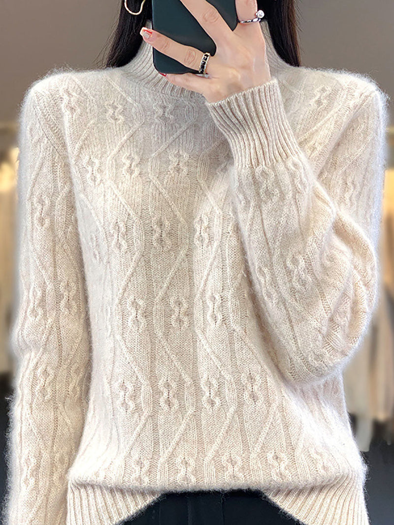 Autumn Half Turtleneck Wool Twist Knit Sweater Av1052