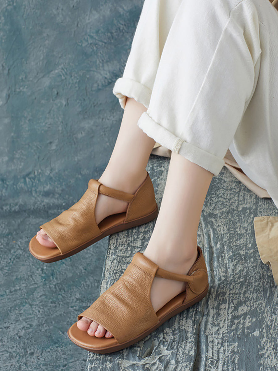Summer Leather Flat Sandals Ui1013