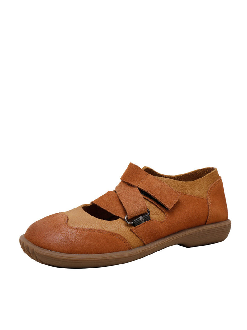 Summer Leather Spliced Low Heel Shoes Aa1047