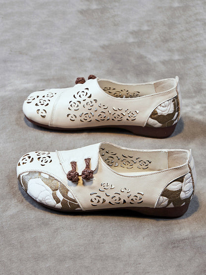 Colorblock Cutout Leather Low Heel Shoes Xx1048