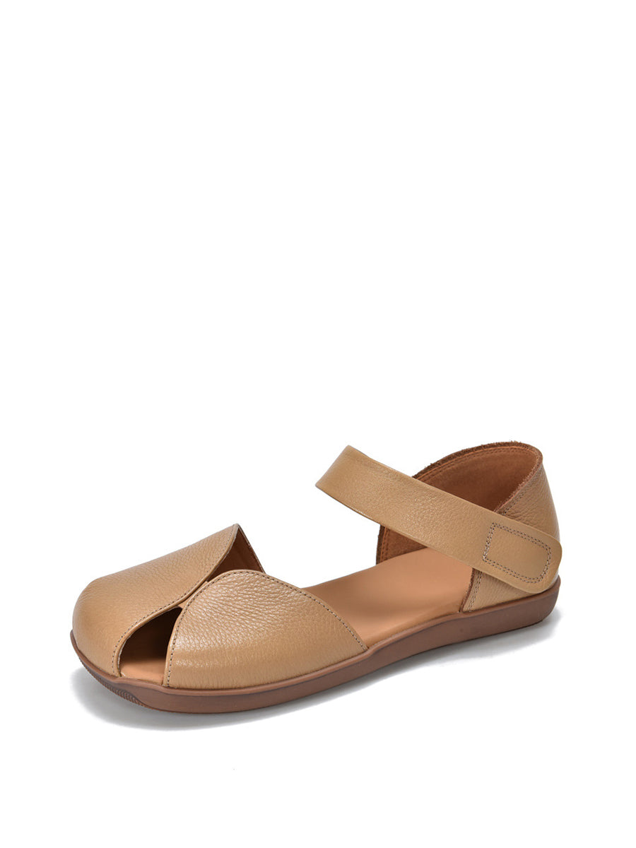 Summer Leather Soft Spliced Flat Sandals Zz1025