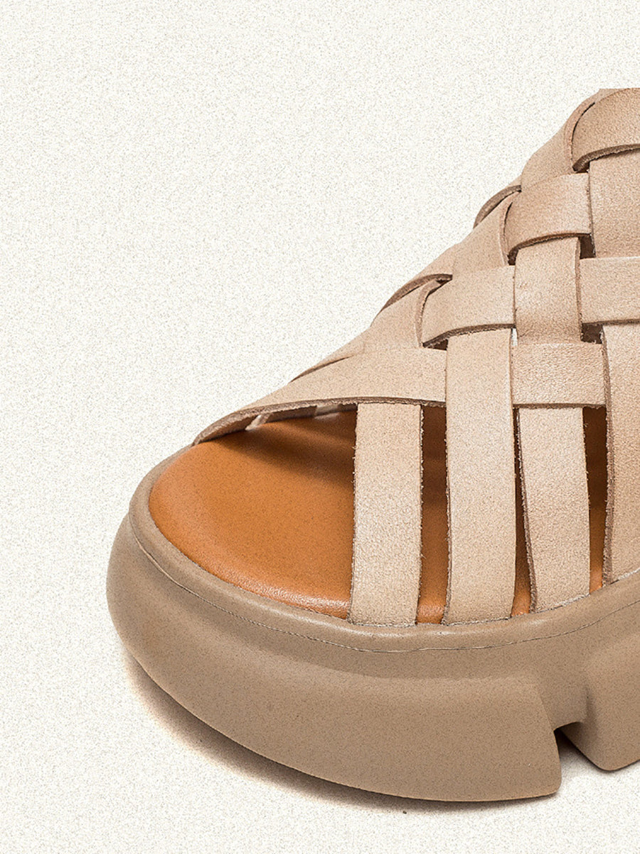 Summer Leather Weave Platform Sandals As1016