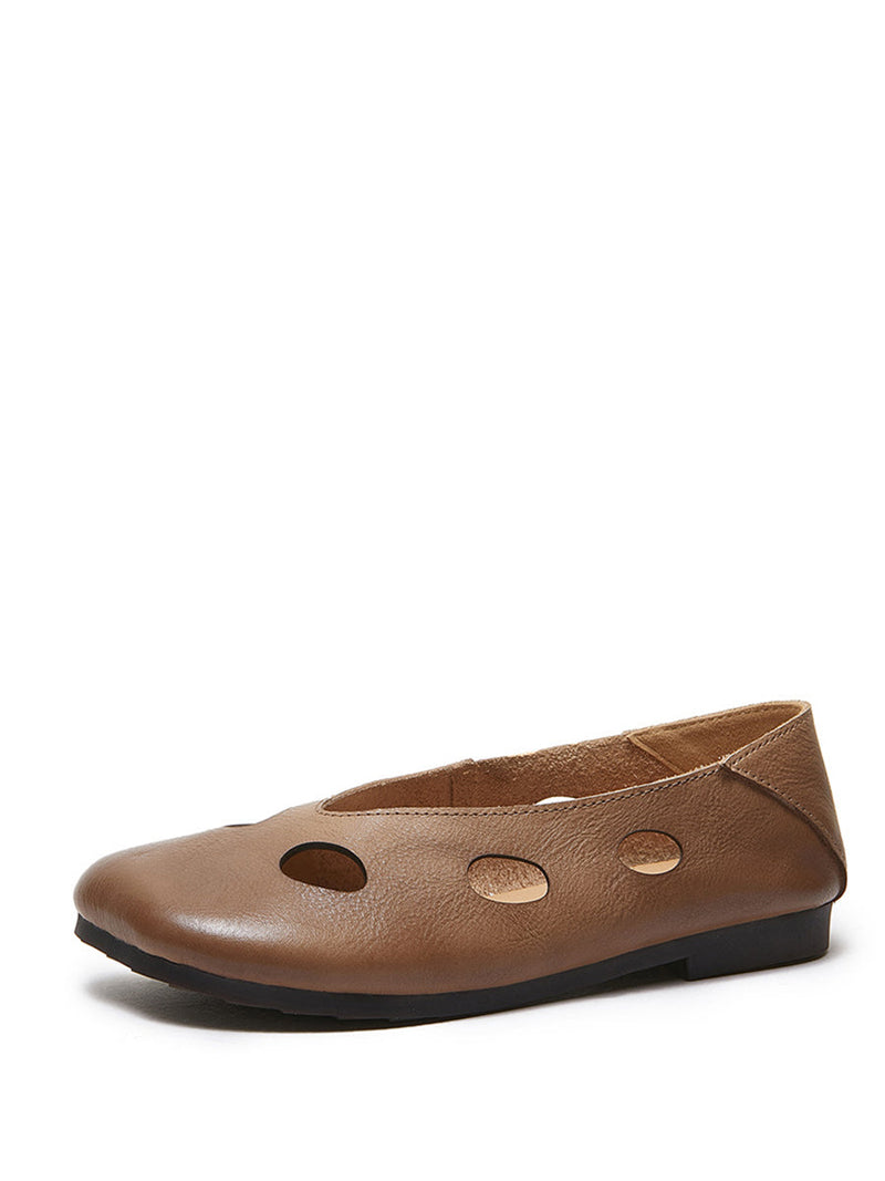 Summer Leather Cutout Soft Shoes Io1029