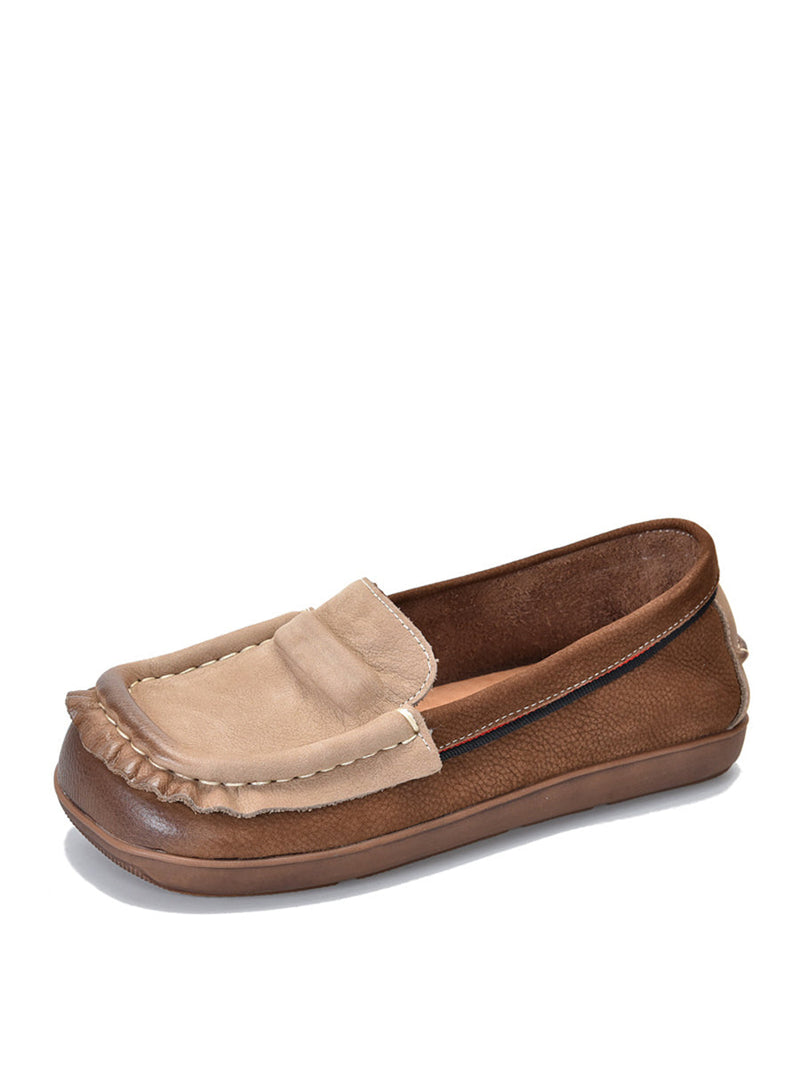 Summer Retro Leather Colorblock Spliced Shoes As1059
