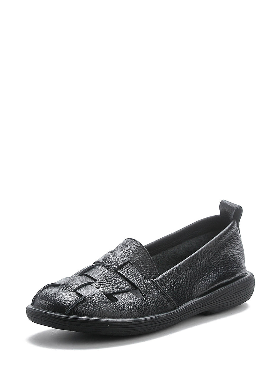 Summer Leather Soft Weave Flat Shoes As1018