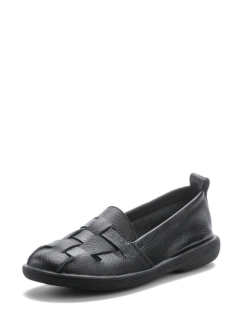 Summer Leather Soft Weave Flat Shoes As1018