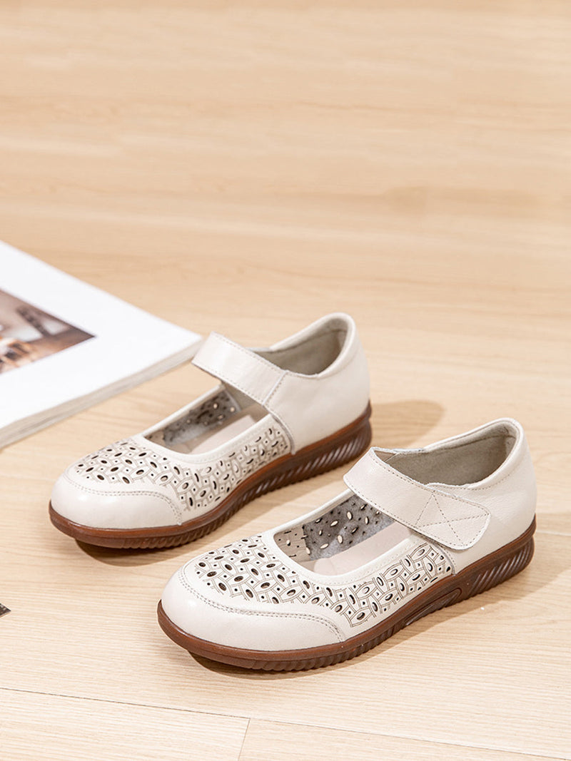 Summer Casaul Leather Cutout Low-heel Shoes Ty1040