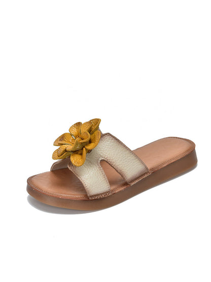 Slippers Genuine Flower Leather