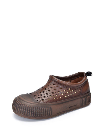 Summer Leather Cutout Platform Shoes Aa1048