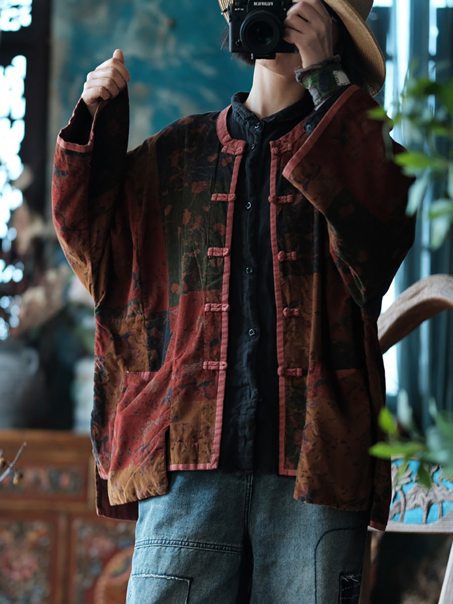 Spring Spliced Button Up Shirt Coat Kl1042