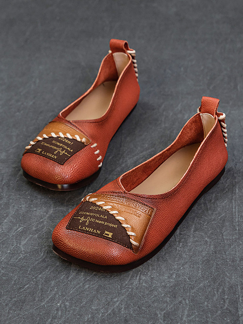Artsy Colorblock Soft Leather Flat Shoes Kl1024