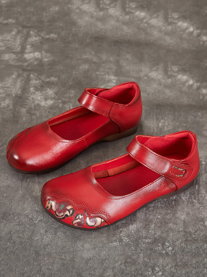 Summer Flower Spliced Leather Shoes Xx1052