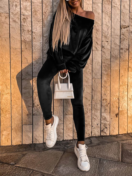 Silver Fox Velvet Sports Sweatshirt Two-piece Set