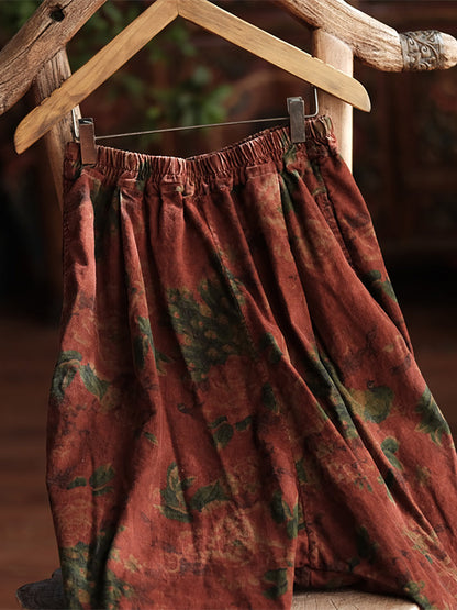Autumn Retro Flower Cotton Wide-leg Pants As1024