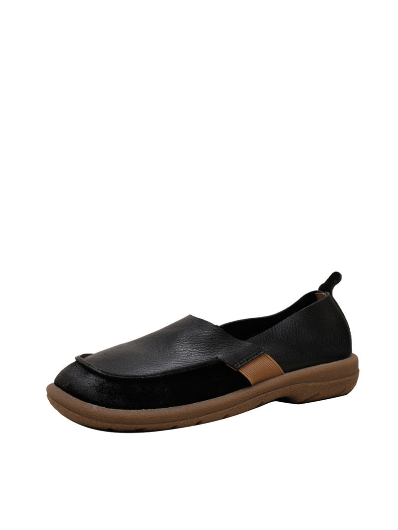 Summer Soft Leather Spliced Low-heel Shoes Aa1016