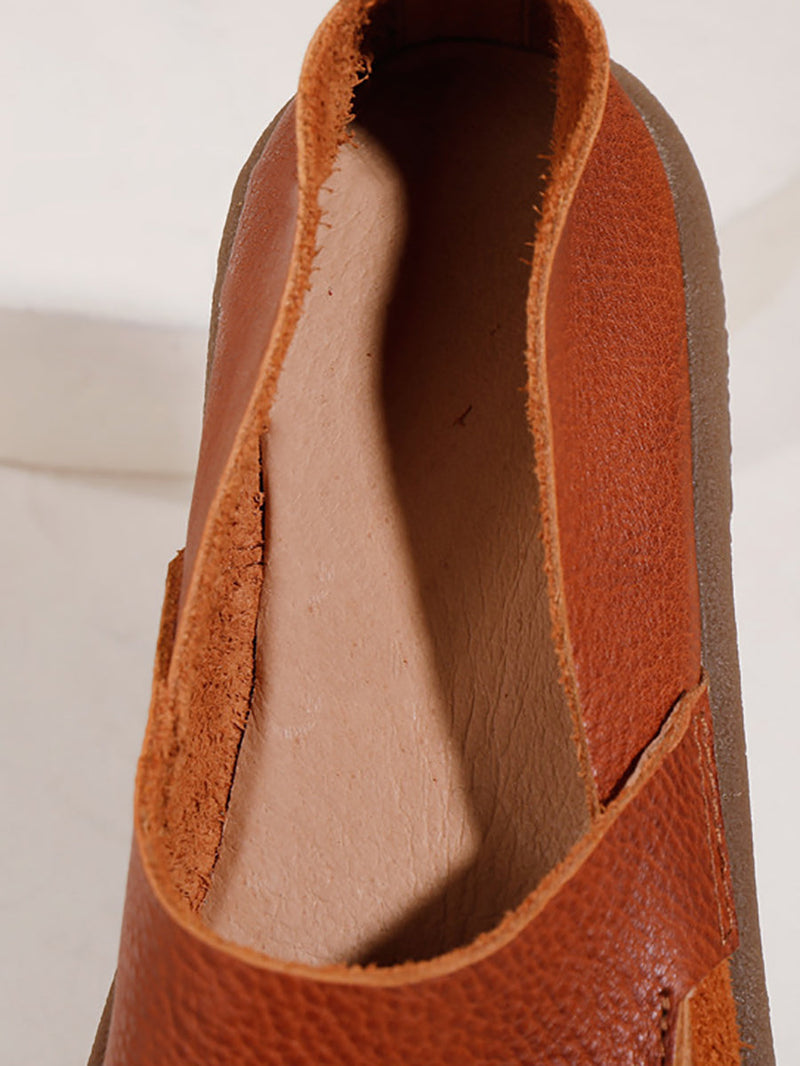 Summer Soft Leather Spliced Low-heel Shoes Aa1016