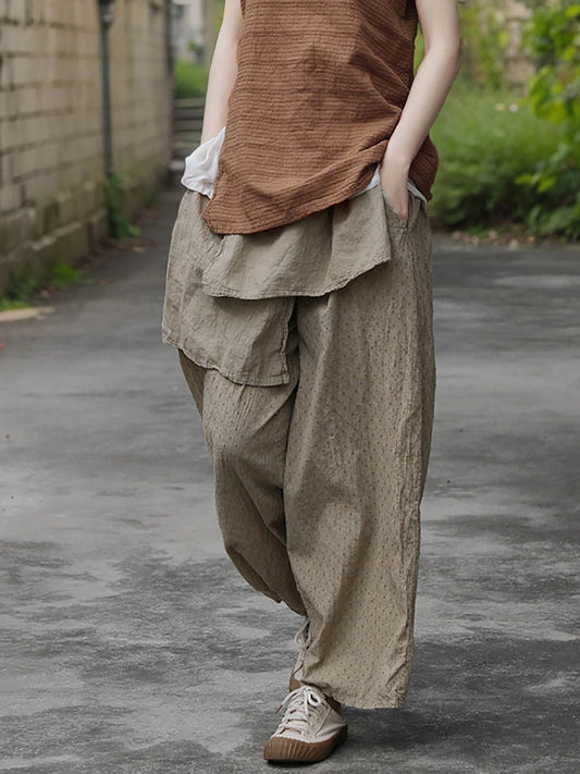 Spring Dot Spliced Cotton Straight-leg Pants Sc1019