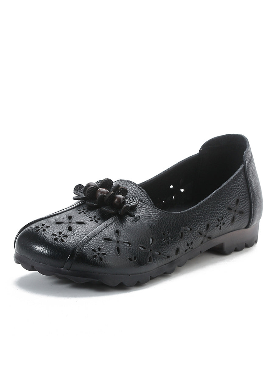 Summer Leather Flower Cutout Shoes Fg1026
