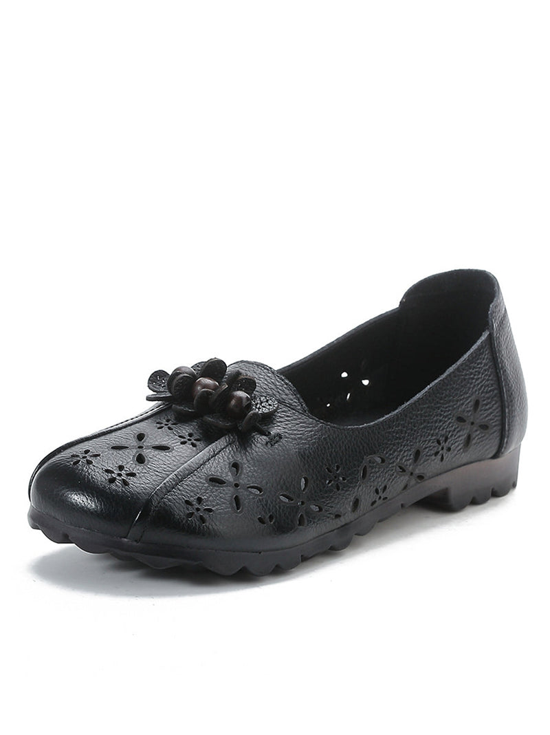 Summer Leather Flower Cutout Shoes Fg1026