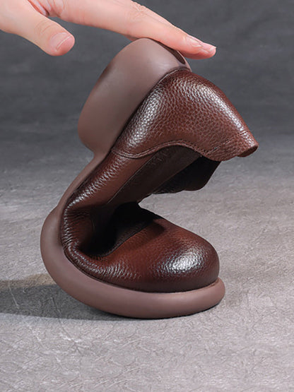 Summer Genuine Leather Low Heel Shoes Fd016