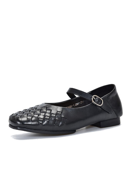 Summer Leather Weave Low-heel Shoes Ll004
