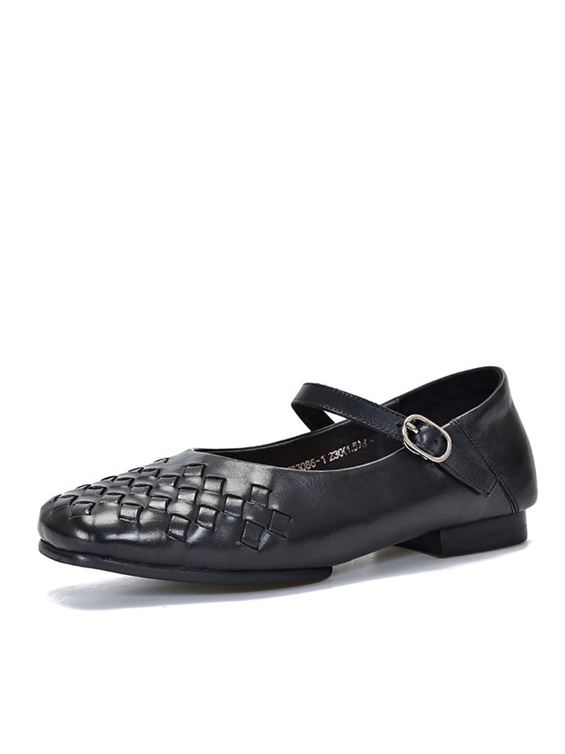 Summer Leather Weave Low-heel Shoes Ll004