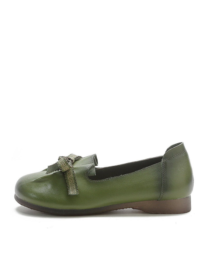 Summer Bowknot Spliced Leather Shoes Rr1049