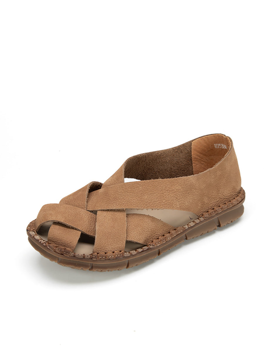 Summer Leather Weave Flat Shoes As1055