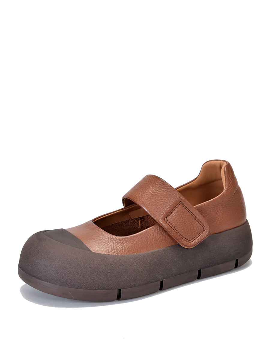 Summer Leather Colorblock Flat Shoes Cv1012