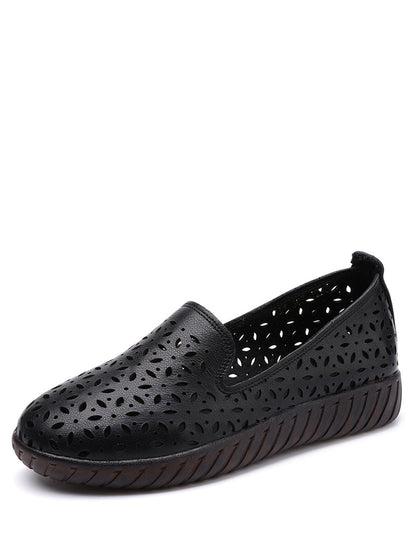 Summer Leather Cutout Flat Soft Shoes Ui1027