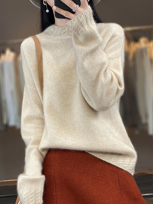 Autumn Half-turtleneck Knit 100%wool Sweater Qu010