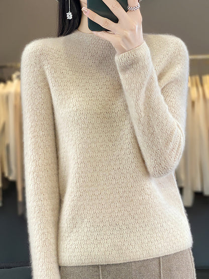 Autumn Knit 100%wool O-neck Sweater Wu010