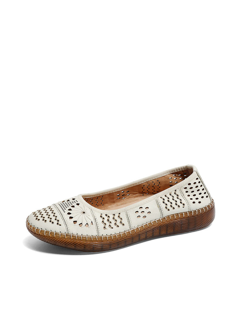 Summer Leather Spliced Cutout Shoes Bn1018