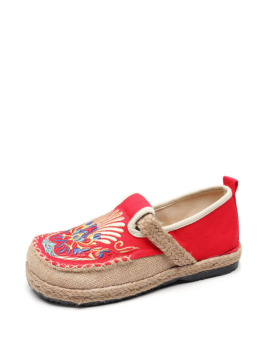 Summer Embroidery Cloth Linen Flat Shoes Ah1011