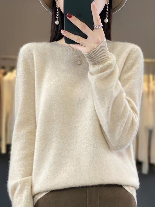 Autumn Knit 100%wool O-neck Sweater Wu023