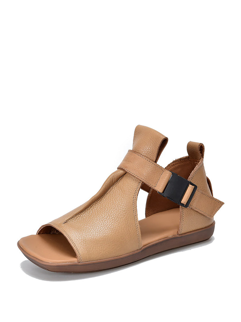 Summer Leather Open-toe Flat Shoes Bn1011