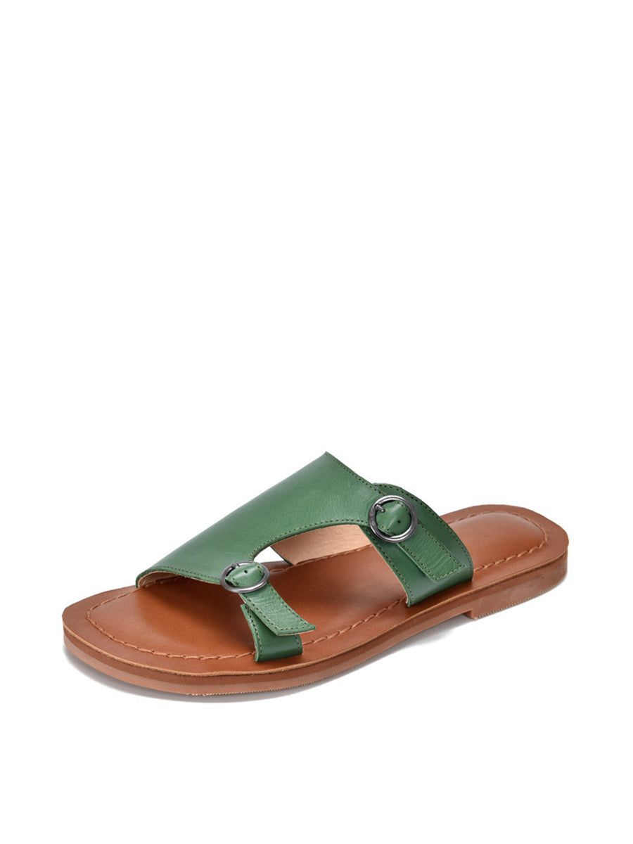 Summer Soft Leather Flat Slippers We1008