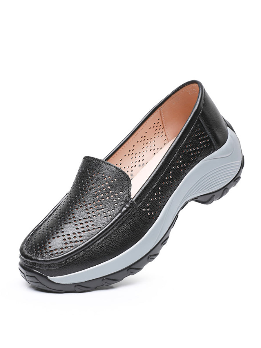 Summer Leather Cutout Platform Shoes Sc1039