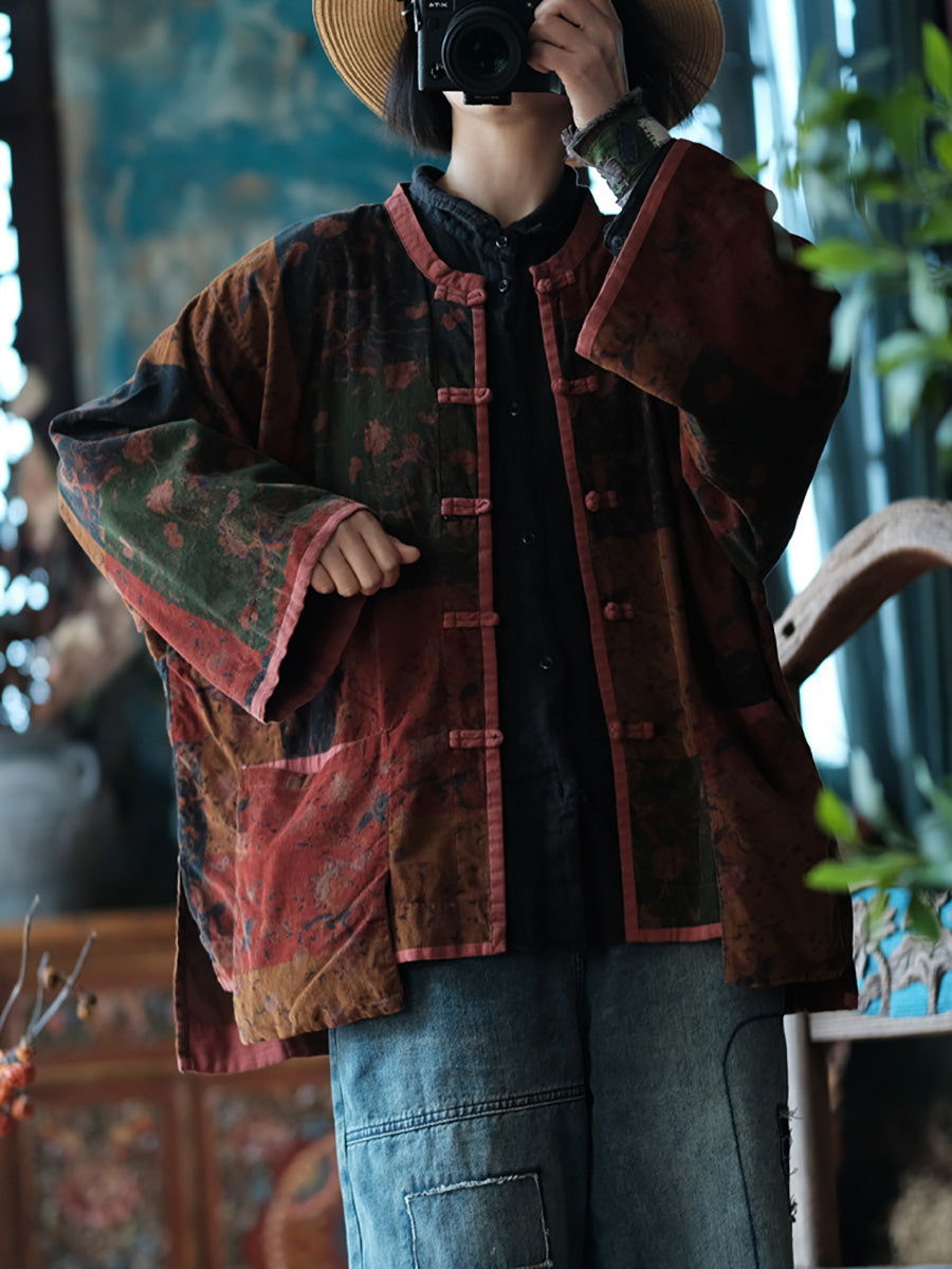 Spring Spliced Button Up Shirt Coat Pa1034