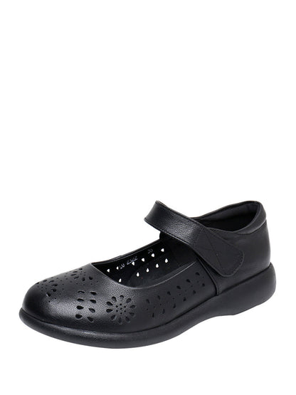 Summer Artsy Leather Cutout Flat Shoes Fg1024