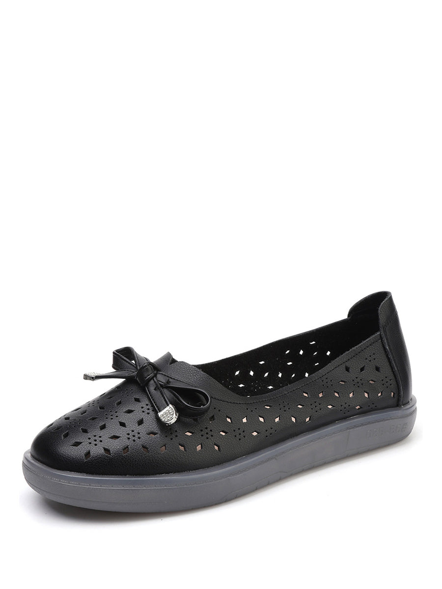 Summer Cutout Leather Flat Shoes Kl1043