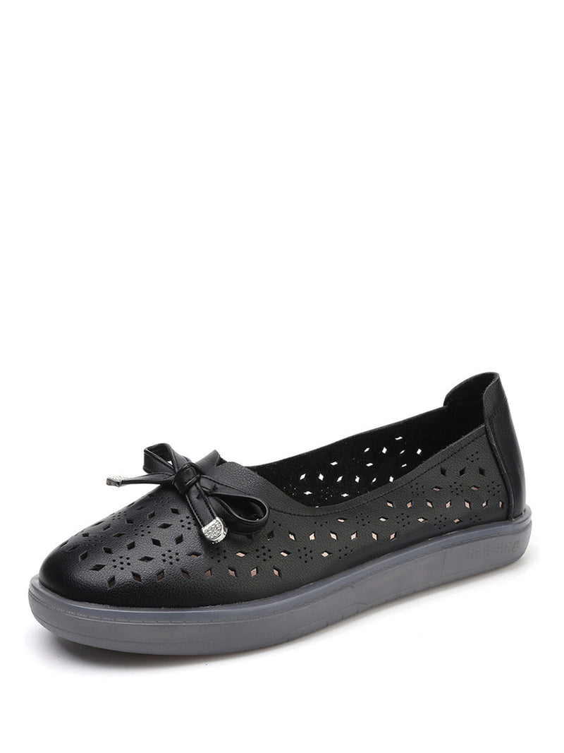 Summer Cutout Leather Flat Shoes Kl1043