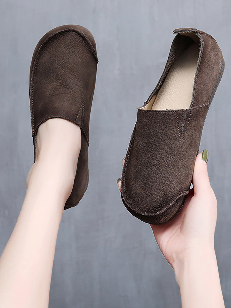 Leather Retro Summer Falt Shoes
