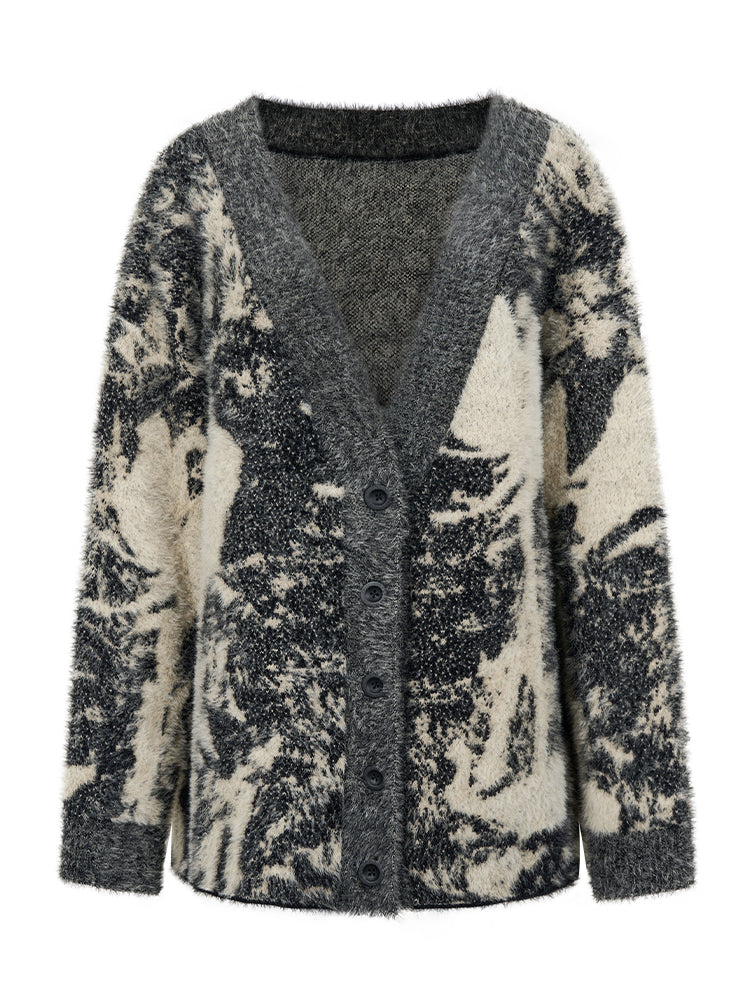 Retro Oversize Wool Cardigan