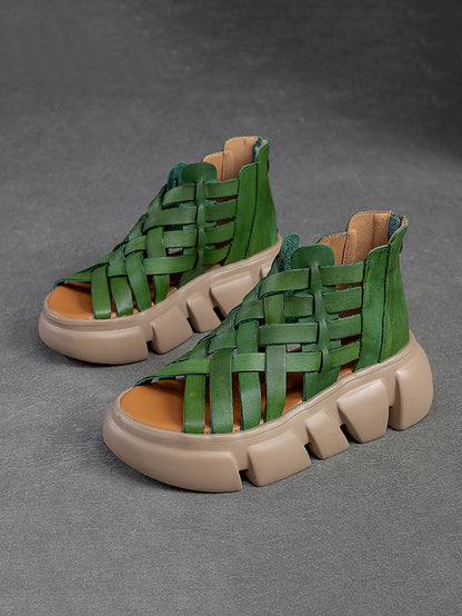 Summer Leather Weave Platform Sandals As1016