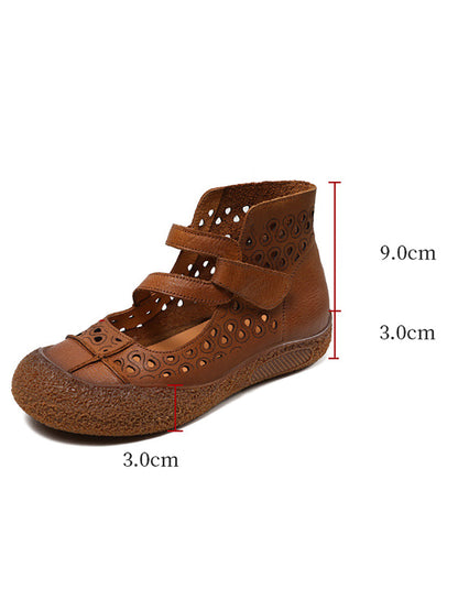 Summer Cutout Leather Flat Sandals Sc1007