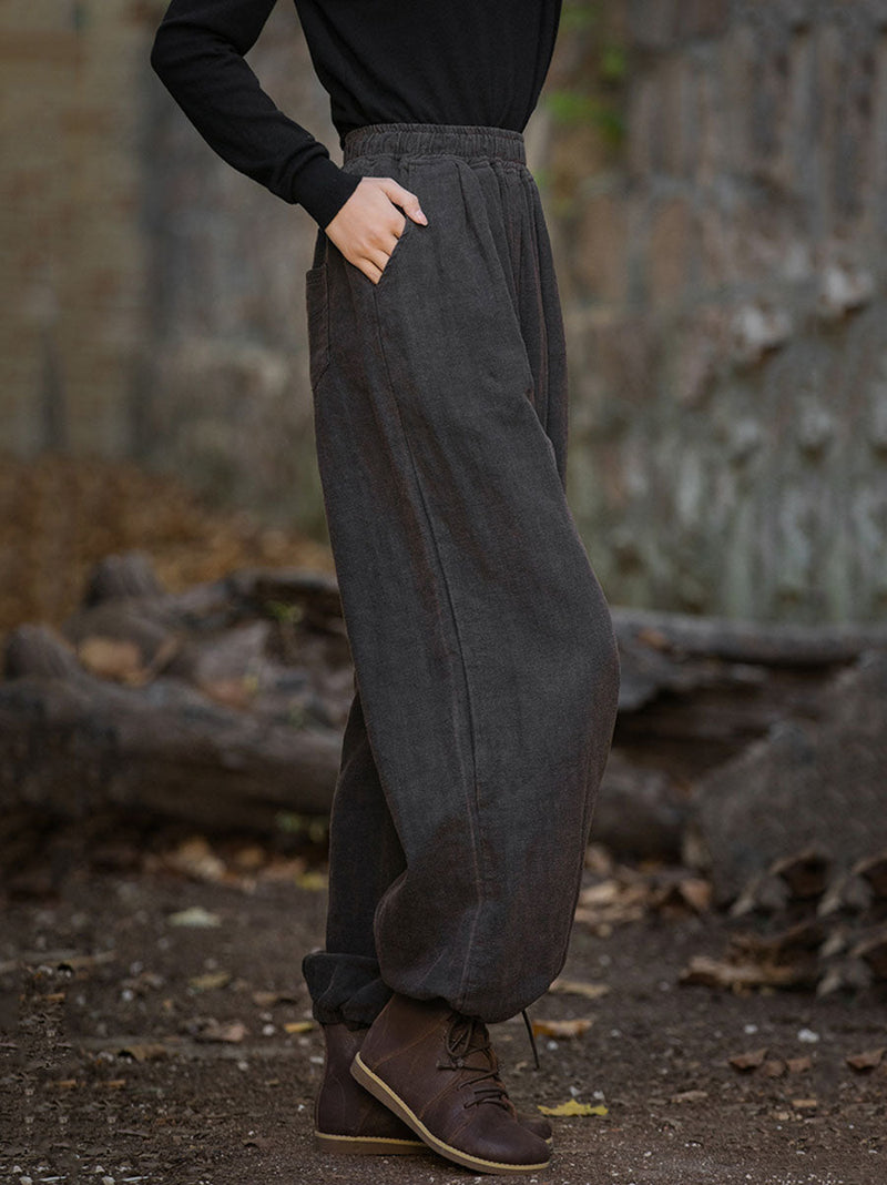 Autumn Loose Ramie Cuffed Pants At1013