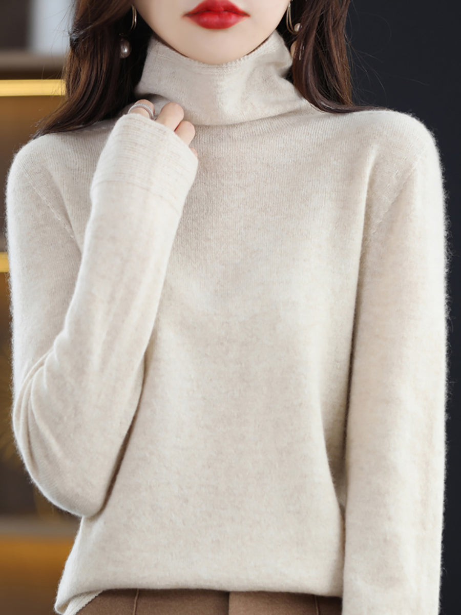 Autumn Turtleneck 100%wool Knit Sweater Ak1018